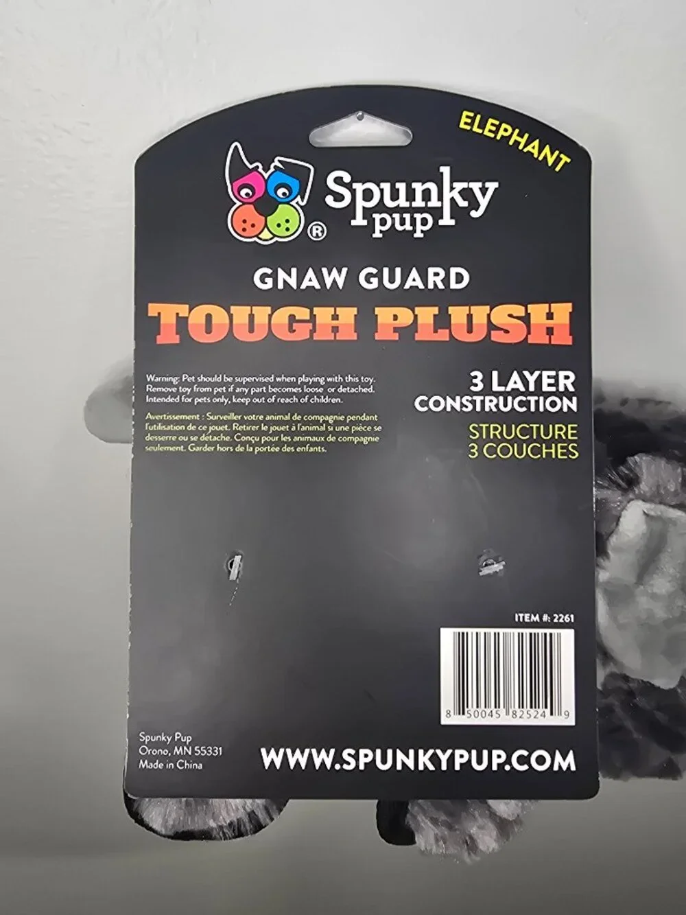 Spunky pup Tough Plush Toy Elephant-Medium Dog Toy